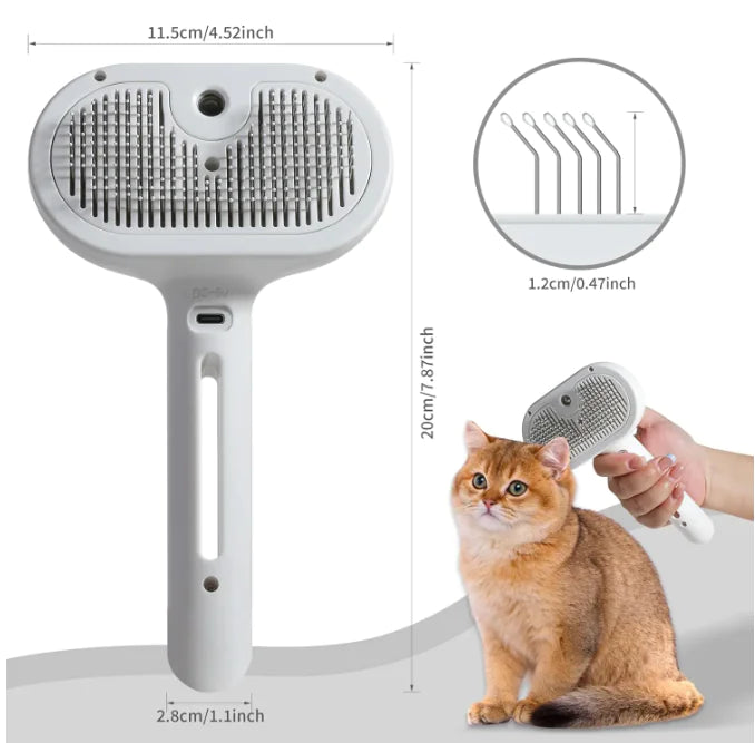 Pet Grooming Spray Brush with Water Tank – Reduces Shedding for Dogs & Cats