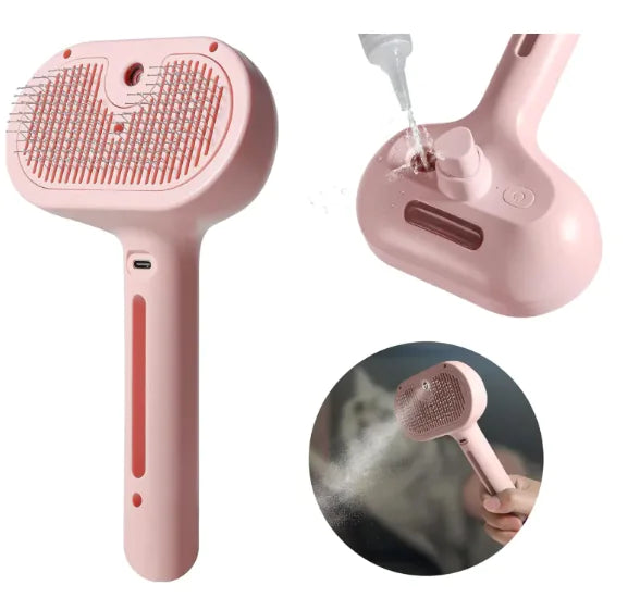 Pet Grooming Spray Brush with Water Tank – Reduces Shedding for Dogs & Cats