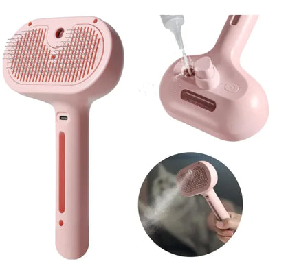 Pet Grooming Spray Brush with Water Tank – Reduces Shedding for Dogs & Cats